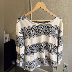 EUC M J Crew Cream and Navy Blue Top